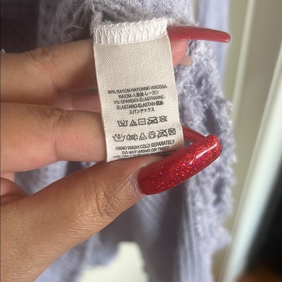 Free People Purple Ribbed Asymmetrical Long Sleeve Top - Picture 13 of 13